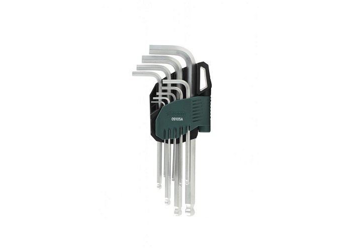 Bộ lục giác bi loại dài, 9 chi tiết - hệ mét Sata 09105A Bộ lục giác bi loại dài, 9 chi tiết - hệ mét Sata 09105A
