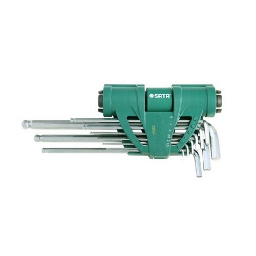 Bộ lục giác đầu bi loại dài, 9 chi tiết - hệ mét Sata 09124