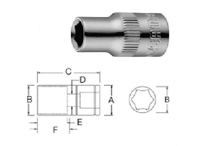 Đầu tuýp 6 cạnh 1/4in - 14mm Sata 11314