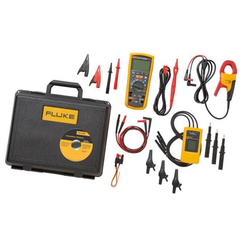 Bộ Kit bao gồm Đồng hồ vạn năng đo cách điện Fluke 1587, Kẹp đo dòng điện Fluke i400 và Máy đo chiều quay pha Fluke 9040.