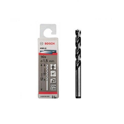 Mũi khoan sắt HSS-G 1.5mm Bosch 2608595050 (hộp 10 mũi)