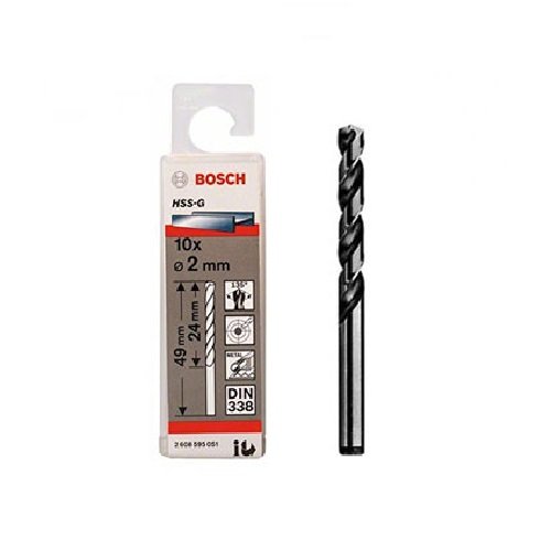 Mũi khoan sắt HSS-G 2mm Bosch 2608595051 (hộp 10 mũi)