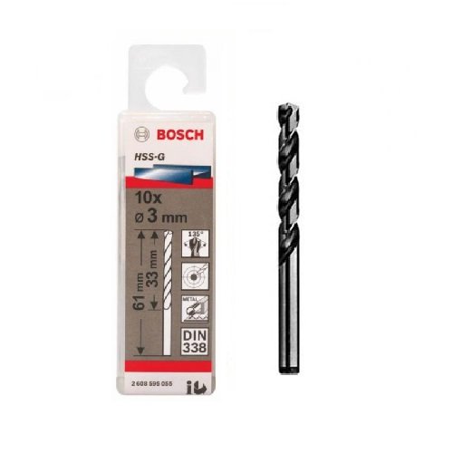 Mũi khoan sắt HSS-G 3mm Bosch 2608595055 (hộp 10 mũi)