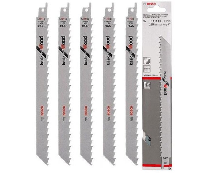 Lưỡi cưa kiếm S 1111 K-Gỗ (bộ 5 lưỡi) Bosch 2608650678 Lưỡi cưa kiếm S 1111 K-Gỗ (bộ 5 lưỡi) Bosch 2608650678