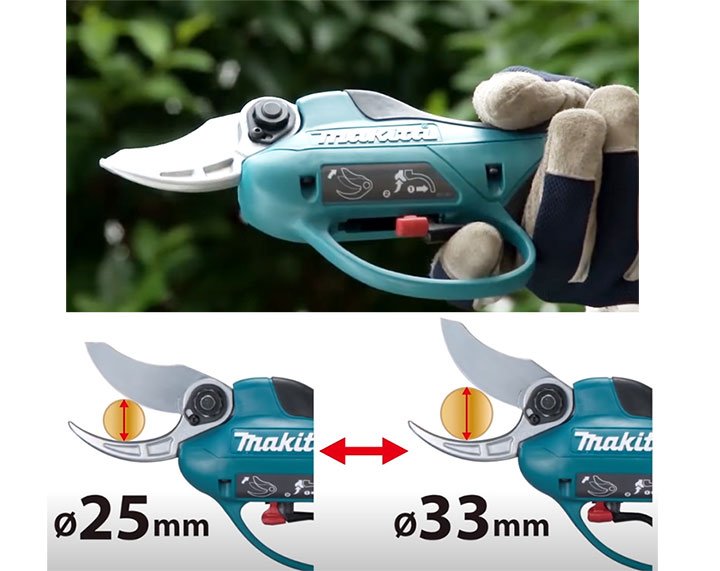 Makita DUP361Z có khả năng cắt cành có đường kính 33mm Makita DUP361Z có khả năng cắt cành có đường kính 33mm