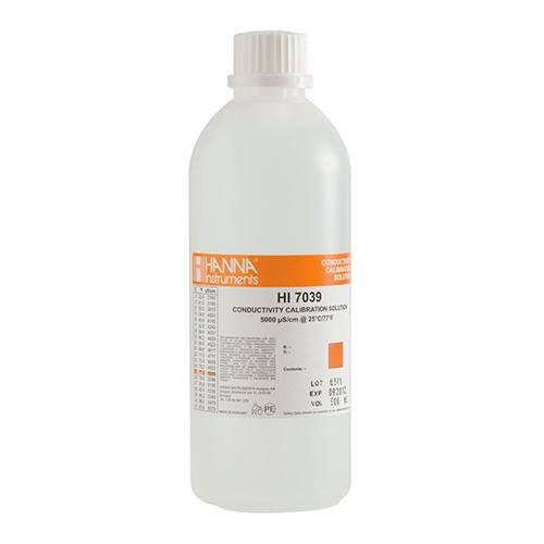 Dung dịch hiệu chuẩn độ dẫn EC 5000 µScm chai 500ml HI7039L