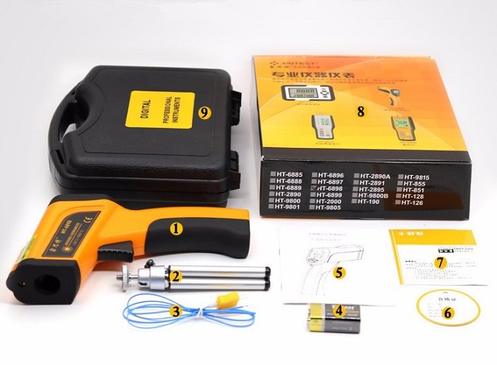 Súng đo nhiệt độ từ xa HT-6898 có khả năng đo những nguồn nhiệt từ xa, không cần tiếp xúc trực tiếp lên đến 1850 ℃ Súng đo nhiệt độ từ xa HT-6898 có khả năng đo những nguồn nhiệt từ xa, không cần tiếp xúc trực tiếp lên đến 1850 ℃