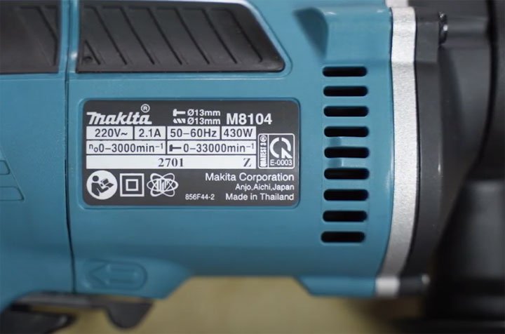 Thông số kỹ thuật máy khoan cầm tay Makita M8104B Thông số kỹ thuật máy khoan cầm tay Makita M8104B