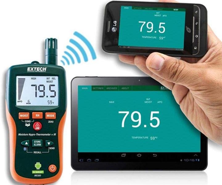 Máy đo độ ẩm Pinless với Bluetooth Extech MO300