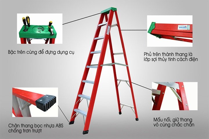 Chi tiết nổi bật trên thang nhôm Chi tiết nổi bật trên thang nhôm