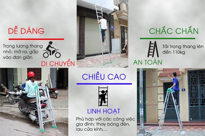 Di chuyển và vận chuyển thang dễ dàng Di chuyển và vận chuyển thang dễ dàng