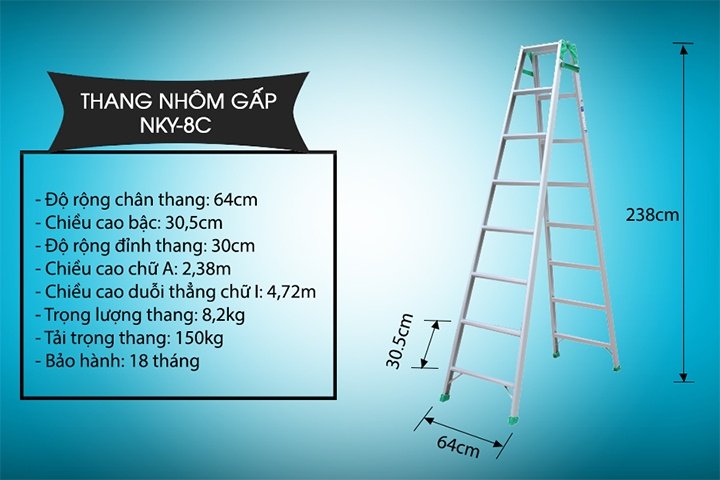 Thông số kỹ thuật của thang nhôm gấp Nikawa Thông số kỹ thuật của thang nhôm gấp Nikawa