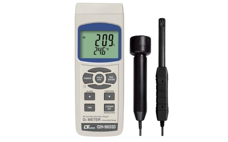 Máy đo oxy và nhiệt độ độ ẩm Lutron O2H-9903SD thiết kế cầm tay nhỏ gọn
