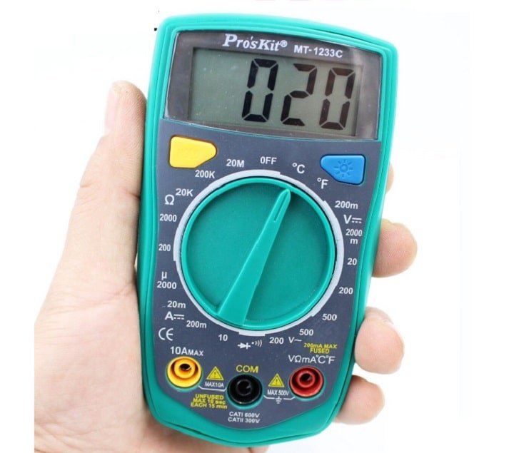 Đồng hồ vạn năng Pro’skit MT-1233D có kích thước nhỏ gọn, độ chính xác cao
