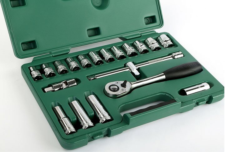 Bộ đầu tuýp 20 chi tiết 1/2in, hệ mét Sata 09005 Bộ đầu tuýp 20 chi tiết 1/2in, hệ mét Sata 09005