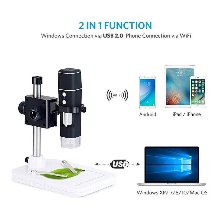 Kính hiển vi kỹ thuật số wifi tương thích với , máy tính