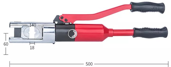 Kích thước kìm bấm cos thủy lực ZHO-300 Kích thước kìm bấm cos thủy lực ZHO-300