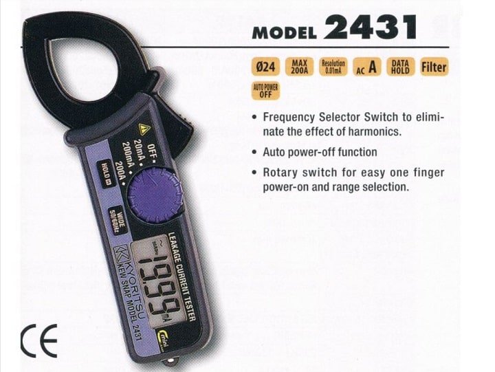Ampe kìm Kyoritsu 2431 hoạt động tương tự như đồng hồ vạn năng