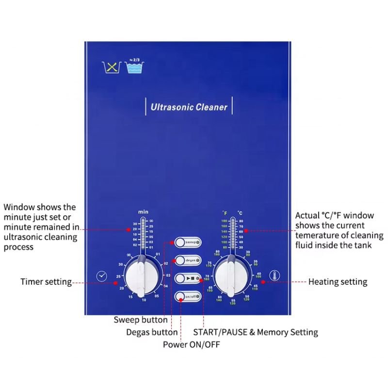 Bảng điều khiển của bể rửa siêu âm Derui DR-DS100