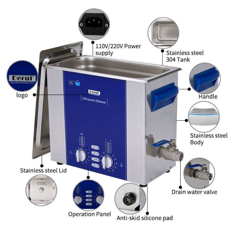 Bể rửa siêu âm Derui DR-DS60 có dung tích 6L