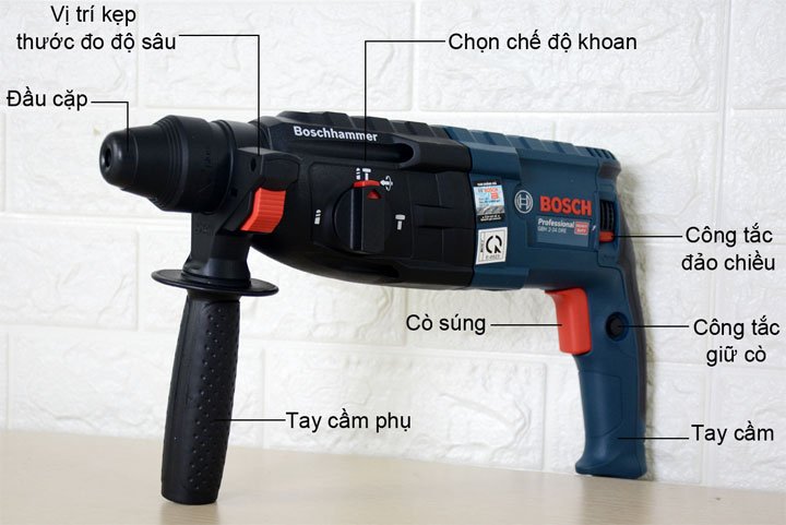 Cấu tạo máy khoan búa Bosch GBH 2-24 DRE Cấu tạo máy khoan búa Bosch GBH 2-24 DRE
