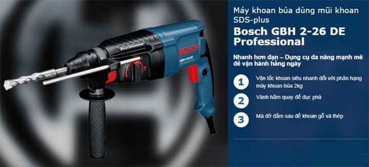 Máy khoan Bosch GBH 2-26DE sở hữu nhiều đặc điểm nổi bật Máy khoan Bosch GBH 2-26DE sở hữu nhiều đặc điểm nổi bật