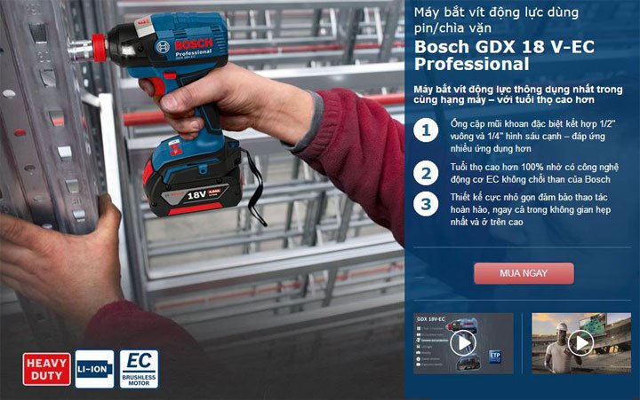 Đặc điểm nổi bật của Bosch GDX 18V EC Đặc điểm nổi bật của Bosch GDX 18V EC