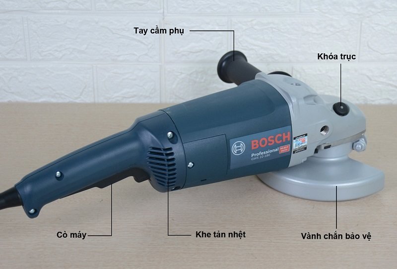 Các chi tiết quan trọng trên máy mài Bosch GWS 22-180 Các chi tiết quan trọng trên máy mài Bosch GWS 22-180