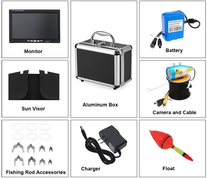 Bộ sản phẩm và phụ kiện của camera dưới nước