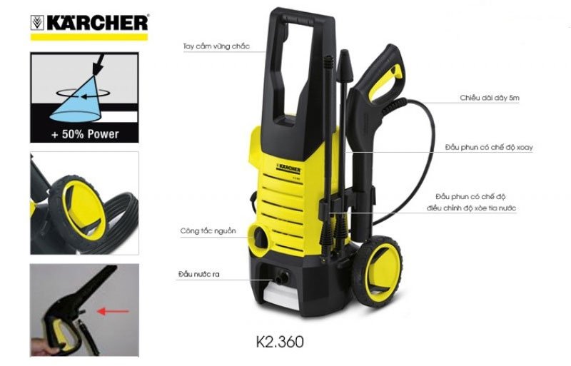 Karcher K2 360 thiết kế linh động, gọn nhẹ Karcher K2 360 thiết kế linh động, gọn nhẹ