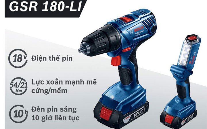 Bộ combo GSR 180-LI + GLI 180-LI (2 pin 1.5 Ah + 1 sạc) Bộ combo GSR 180-LI + GLI 180-LI (2 pin 1.5 Ah + 1 sạc)