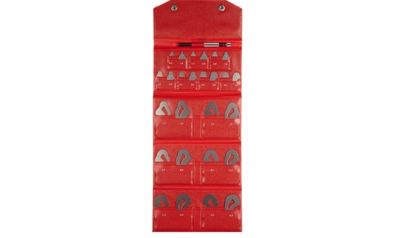 Bộ dưỡng đo bán kính 26 lá 0.5-13mm Mitutoyo 186-902 là bộ dụng cụ để đo bán kính mặt lồi, lõm Bộ dưỡng đo bán kính 26 lá 0.5-13mm Mitutoyo 186-902 là bộ dụng cụ để đo bán kính mặt lồi, lõm