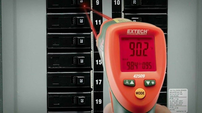 Extech 42509 sử dụng Laser kép với cảnh báo màu, đo nhanh và chính xác ở 12 Extech 42509 sử dụng Laser kép với cảnh báo màu, đo nhanh và chính xác ở 12
