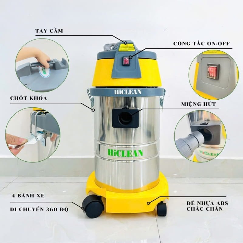 Máy hút bụi HiClean HC30 kiểu dáng nhỏ gọn, độ bền cao