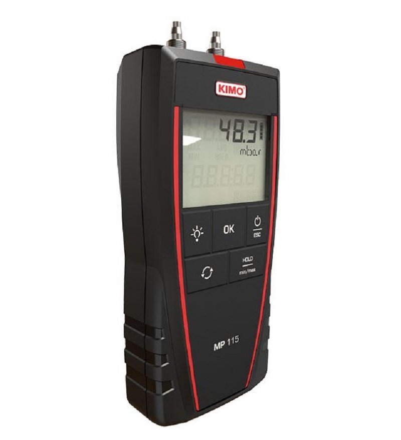 Máy đo áp suất chêch lệch (0 ... ± 500 mbar) Kimo MP115 Máy đo áp suất chêch lệch Kimo MP115 nhỏ gọn, đo áp suất chính xác