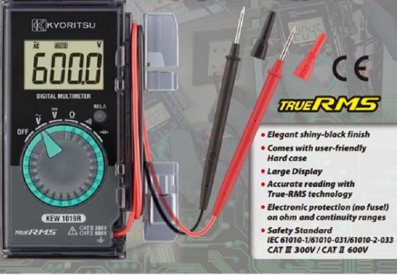 Đồng hồ vạn năng Kyoritsu 1019R sở hữu màu đen sáng bóng thanh lịch, 