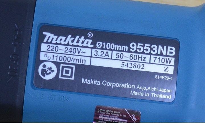 Thông số kỹ thuật trên máy mài góc Makita 9553NB