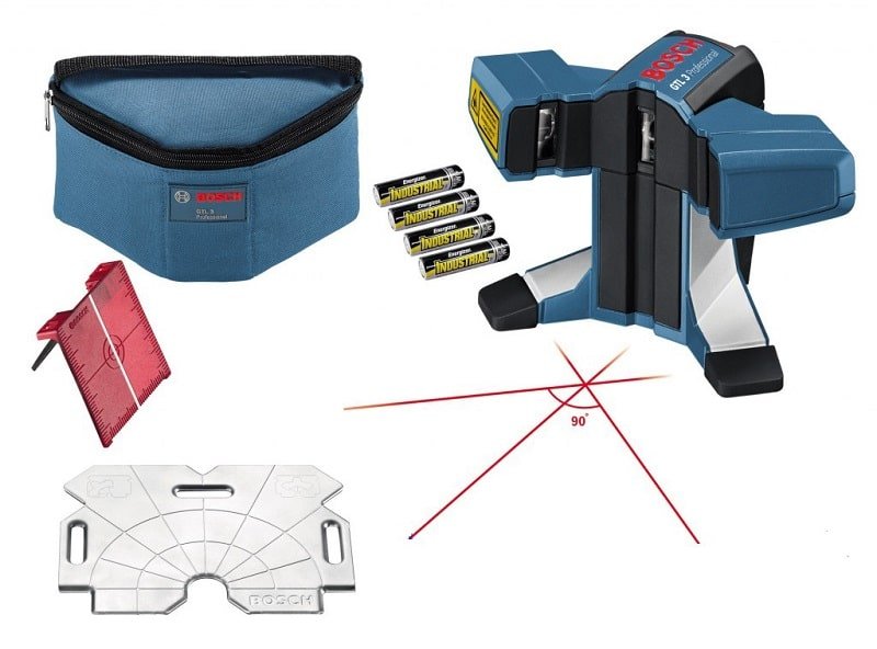 Máy đo khoảng cách Bosch DTL3 bao gồm 3 tia laser có khả năng tạo góc 900 và 450 độ giúp việc căn chỉnh nhanh chóng Máy đo khoảng cách Bosch DTL3 bao gồm 3 tia laser có khả năng tạo góc 900 và 450 độ giúp việc căn chỉnh nhanh chóng