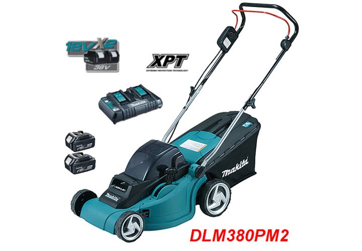 Hình ảnh máy cắt cỏ đẩy dùng pin Makita DLM380PM2 Hình ảnh máy cắt cỏ đẩy dùng pin Makita DLM380PM2