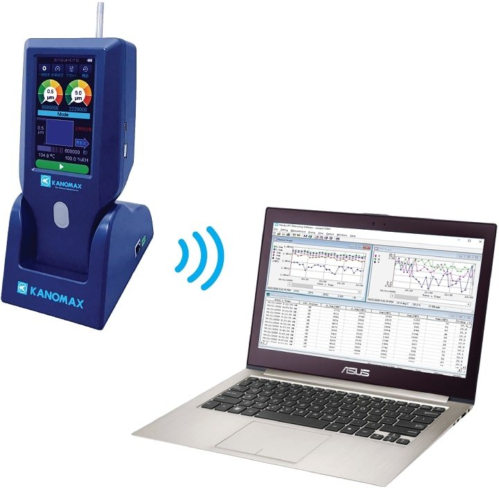 Máy đo độ bụi Kanomax 3889 kết nối với máy tính Máy đo độ bụi Kanomax 3889 kết nối với máy tính