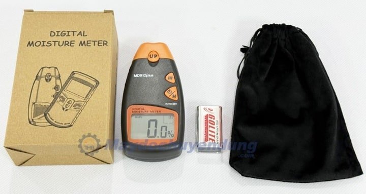 Bộ sản phẩm của máy đo độ ẩm gỗ MD-912 Bộ sản phẩm của máy đo độ ẩm gỗ MD-912