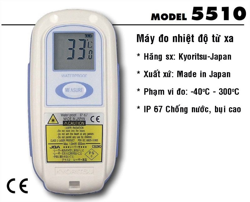 Máy đo nhiệt độ hồng ngoại Kyoritsu 5510 được thiết kế nhỏ gọn với độ chính xác cao Máy đo nhiệt độ hồng ngoại Kyoritsu 5510 thiết kế nhỏ gọn