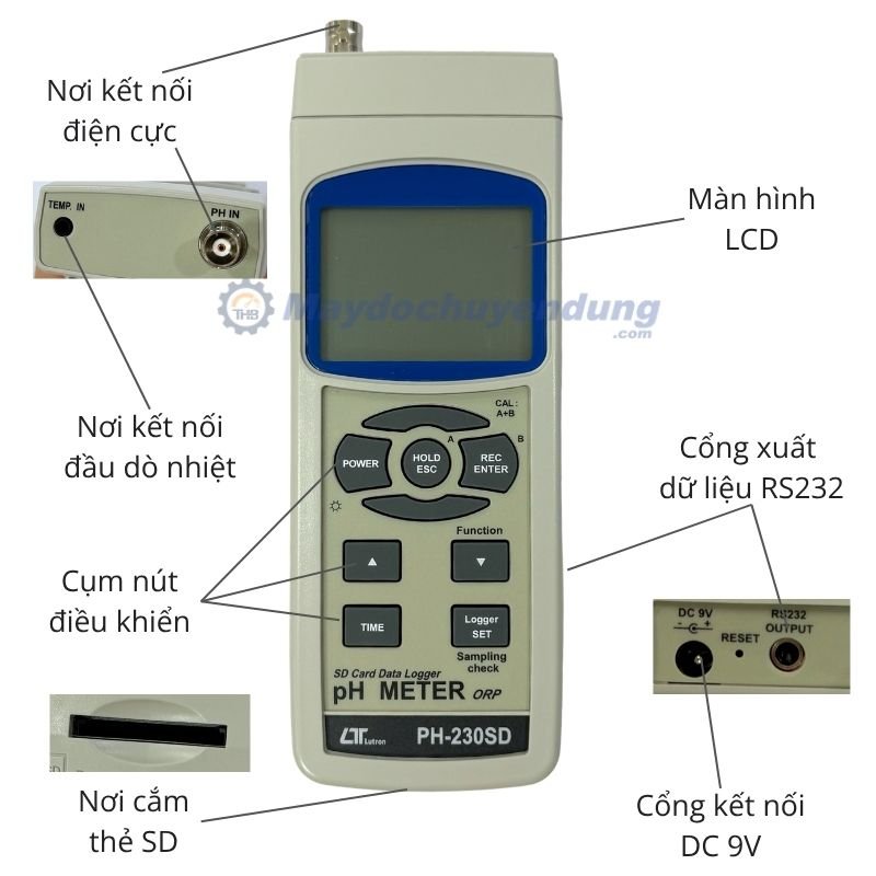 Máy đo pH Lutron PH-230SD thiết kế gọn gàng