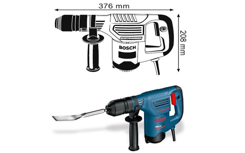 Cấu tạo của máy đục bê tông Bosch GSH 3E Cấu tạo của máy đục bê tông Bosch GSH 3E