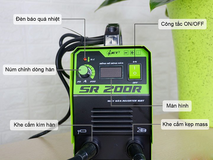 Mô tả chi tiết mặt trước của máy hàn Jet SR200R Mô tả chi tiết mặt trước của máy hàn Jet SR200R