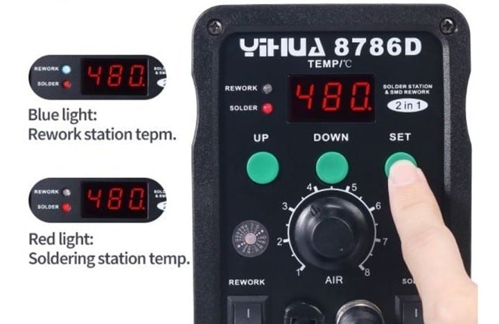 Máy hàn khò chỉnh nhiệt Yihua 8786D có khả năng hàn thiếc chính xác Máy hàn khò chỉnh nhiệt Yihua 8786D có khả năng hàn thiếc chính xác