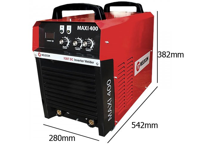 Kích thước máy hàn Weldcom Maxi 400 Kích thước máy hàn Weldcom Maxi 400