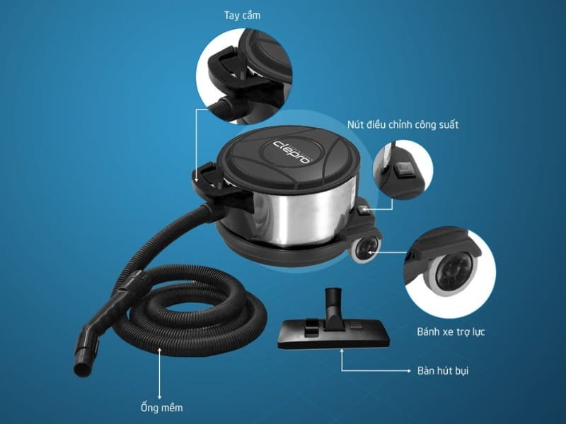 Cấu tạo các bộ phận chính của máy hút bụi Clepro CP-101