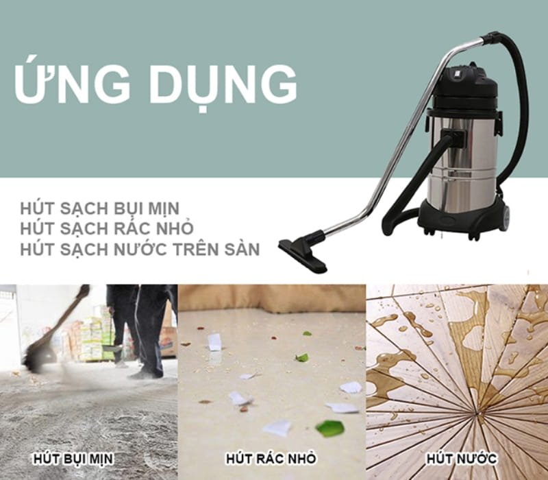 Clepro S1/30 có thể hút sạch bụi mịn, rác nhỏ và nước trên sàn