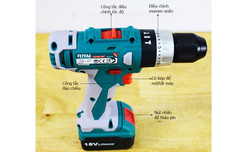 Cấu tạo máy khoan pin Total TIDLI228180 Cấu tạo máy khoan pin Total TIDLI228180